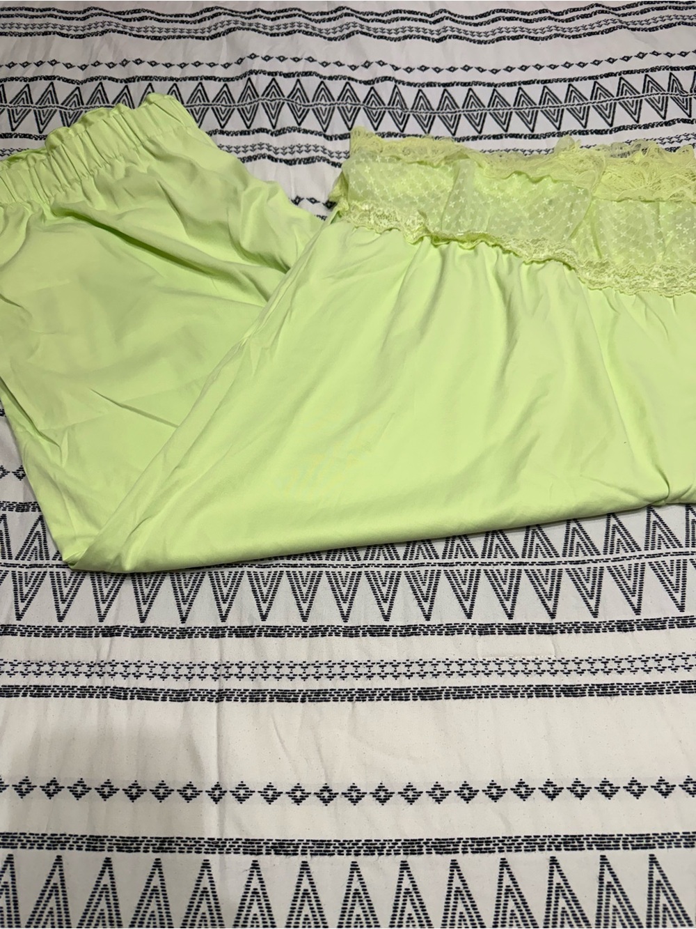 Lime Green Lace Cuff Pants